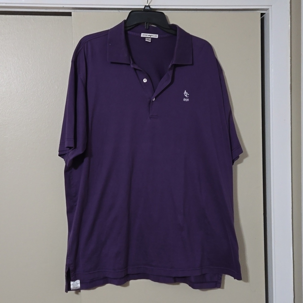 Peter Millar Purple Cotton Polo with ACC Embroidery Size XL